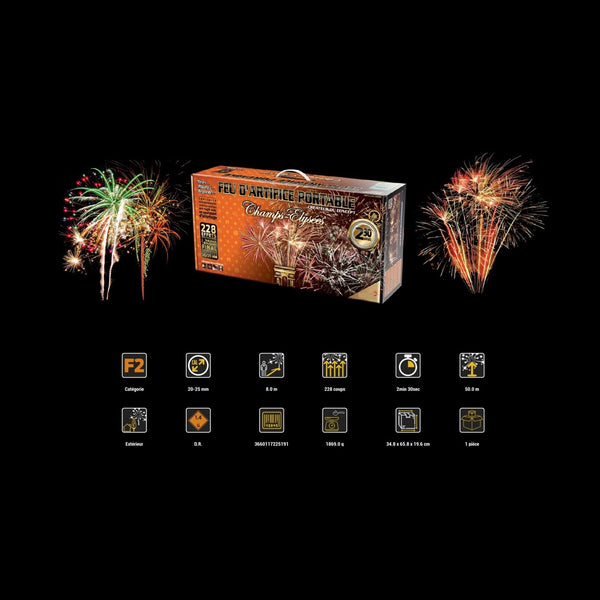 Batterie feu d'artifice automatique 228 départs 2mn 30 s