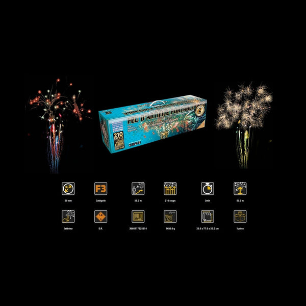 Batterie feu d'artifice automatique 210 départs 2mn