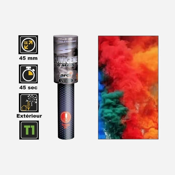 1x fumigène à main noir catégorie T1 45 s