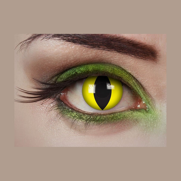 Lentilles de contact chat loup alien jaune scintillantes 1 jour