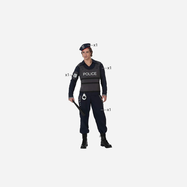 Déguisement policier 4 pièces homme Taille XL