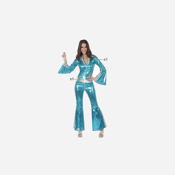 Combinaison disco métallisée bleu 2 pièces femme Taille XL