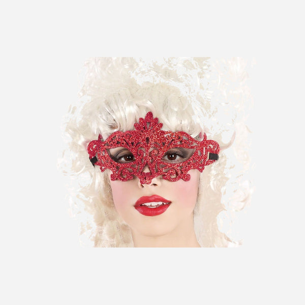Masque loup vénitien avec motifs rouge adulte