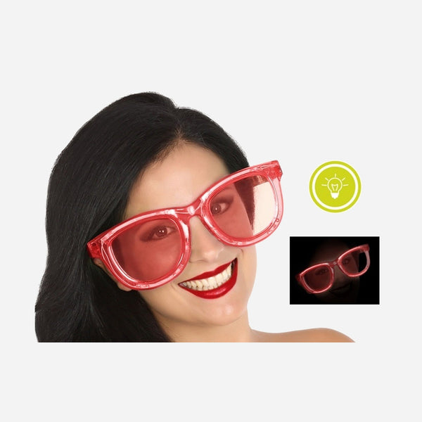 Lunettes géantes LED lumineuses vintage rouge XXL