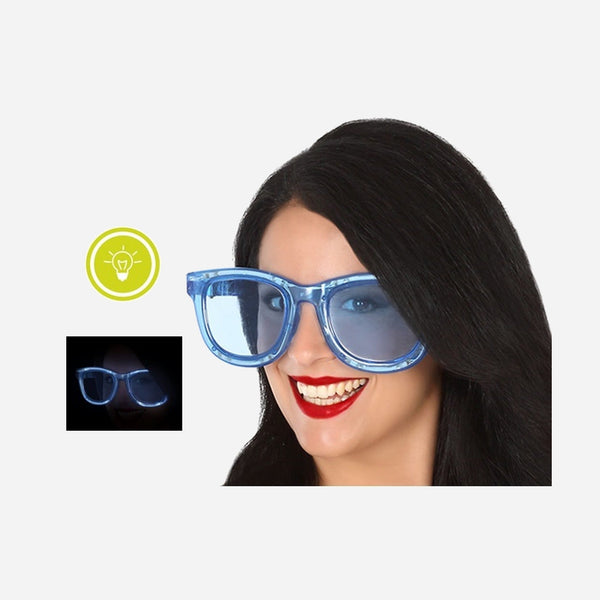 Lunettes géantes LED's lumineuses vintage bleu XXL