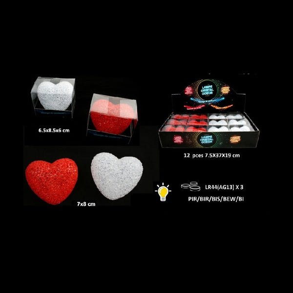 Veilleuse cristal coeur lumineux assorti 7 × 8 cm