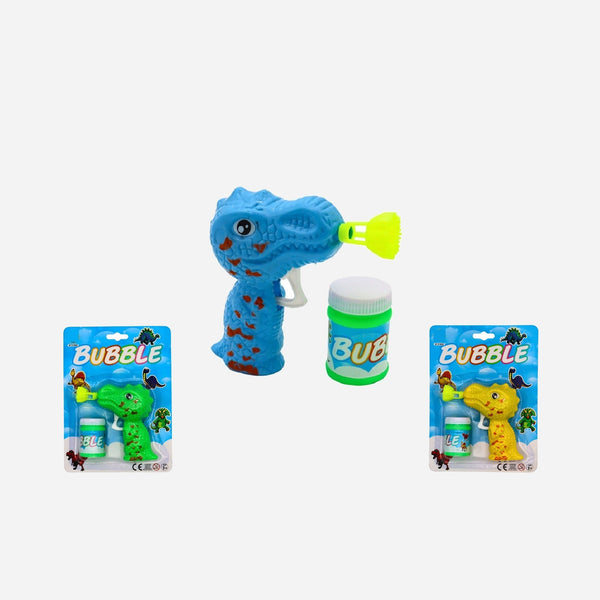 Pistolet à bulles mécanique dinosaure assorti 12 cm