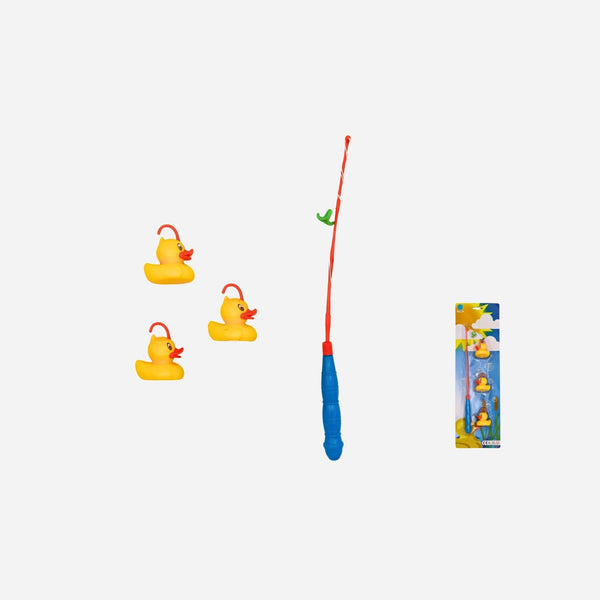 Canne pêche à la ligne avec 3 canards 35 cm