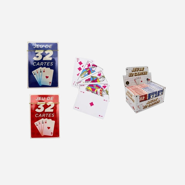 Jeu de 32 cartes bleu/rouge 9x5.6 cm