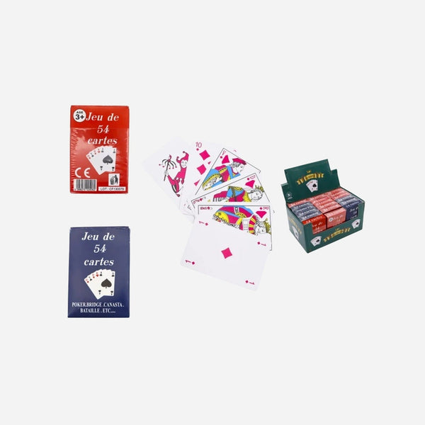 Jeu de 54 cartes bleu/rouge 9x5.6 cm