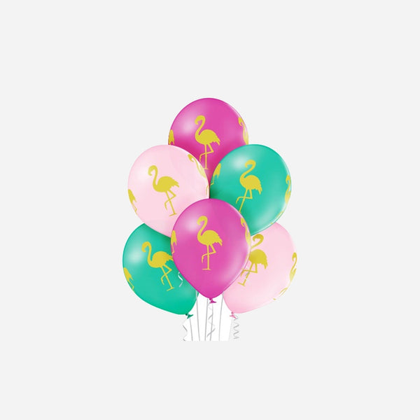 Lot de 6 ballons de fête motif flamant rose assorti 30 cm