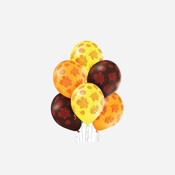 Lot de 6 ballons de fête motif feuilles mortes assorti 30 cm