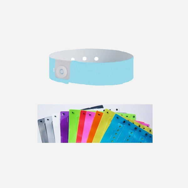 Bracelet vinyle brillant sans marquage bleu clair 19 mm