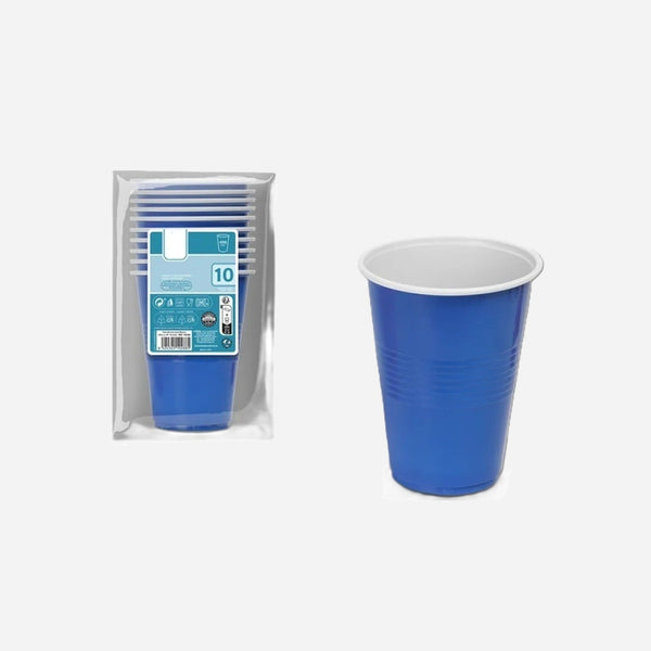 Lot de 10 gobelets réutilisables bleu intérieur blanc 45 cl