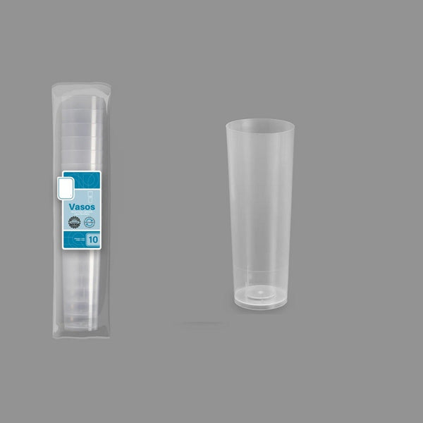 Lot de 10 gobelets tube incassables transparents 22 cl