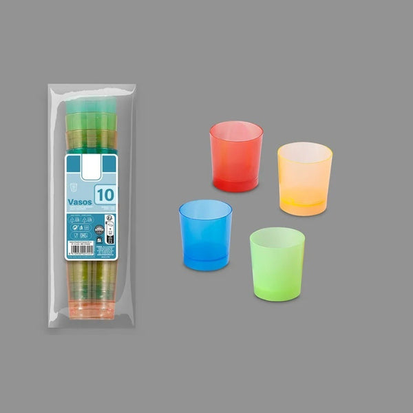 Lot de 10 gobelets shooter réutilisables 4 couleurs 4 cl