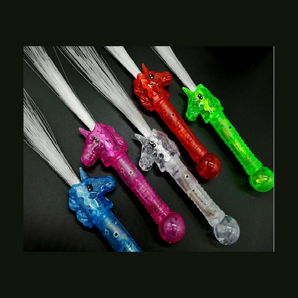 Baton fibres lumineuses LED licorne assorti 43 cm