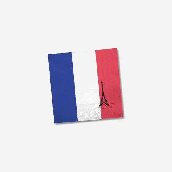 Lot de 20 serviettes en papier motif france 33 × 33 cm