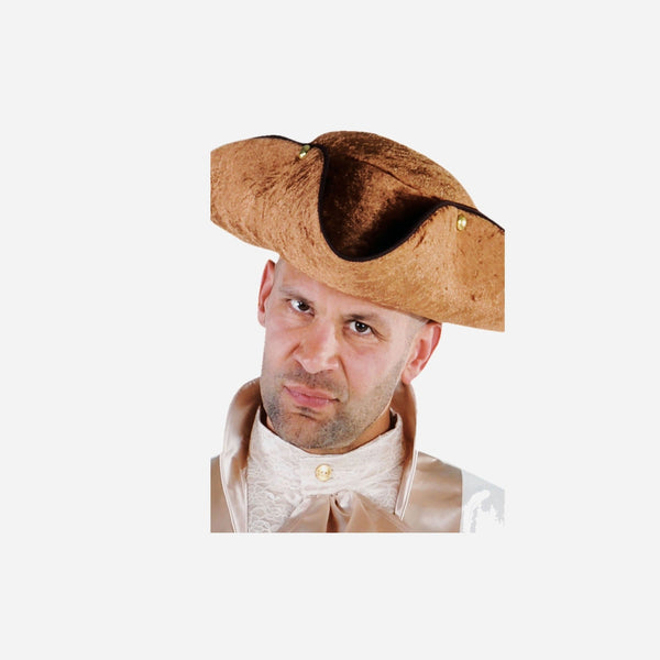 Chapeau tricorne simili cuir marron luxe adulte