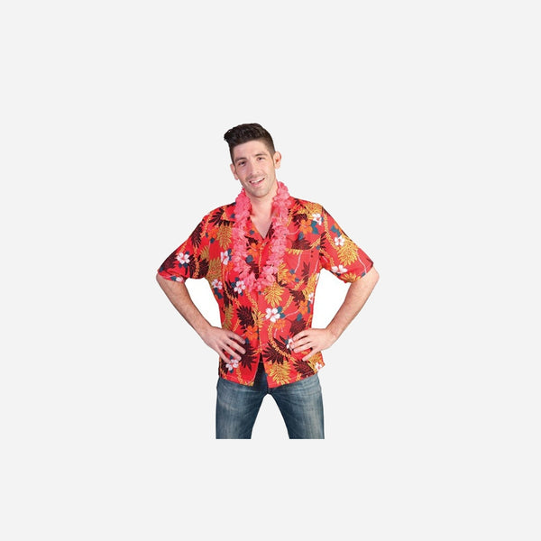 Chemise Tahiti Hawaï surf rouge adulte Taille m-l