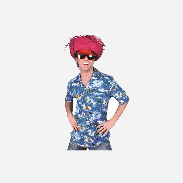 Chemise Tahiti Hawaï bleu & bateau Taille XXL