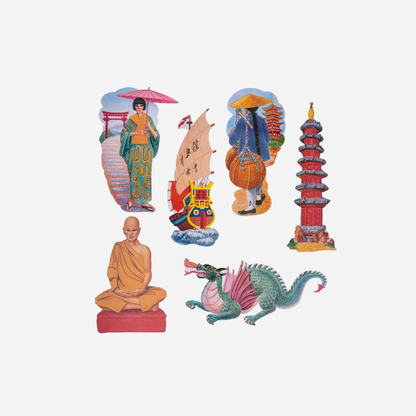Lot de 6 décorations murales chinoises orientales 40 cm