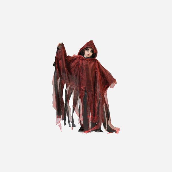 Cape de vampire rouge avec capuche enfant