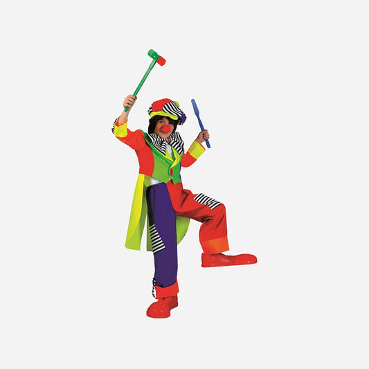 Déguisement de clown multicolore garçon 4 pièces