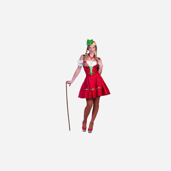 Robe tyrolienne sexy rouge avec tablier femme