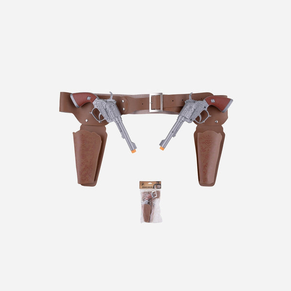 Ceinture cowboy marron avec holsters et 2 pistolets