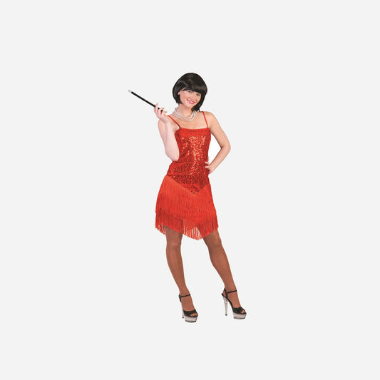 Robe Charleston à sequins rouge