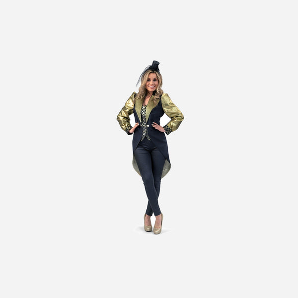Veste queue de pie noire/or luxe femme