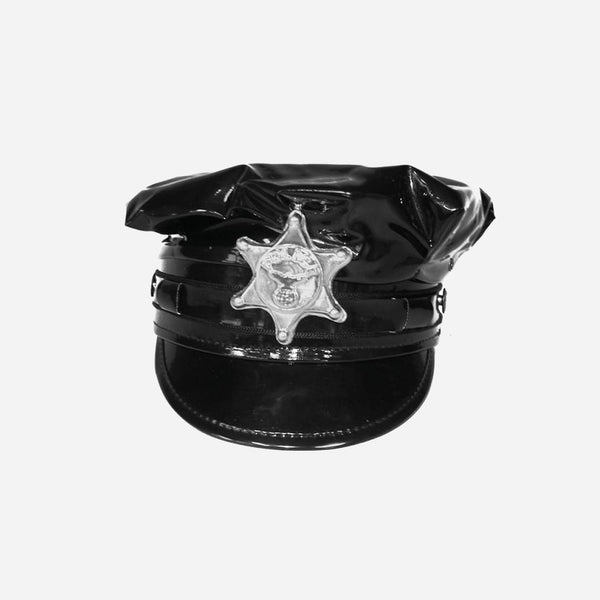 Casquette de police noir brillant adulte fantaisie
