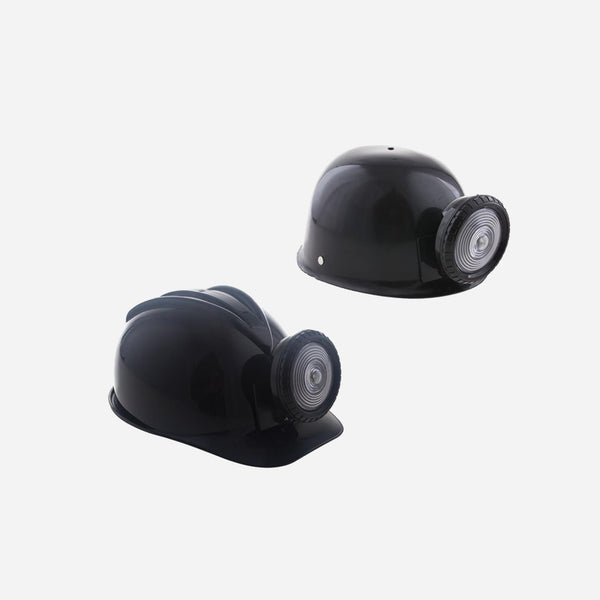 Casque de mineur spéléologue noir avec lumière