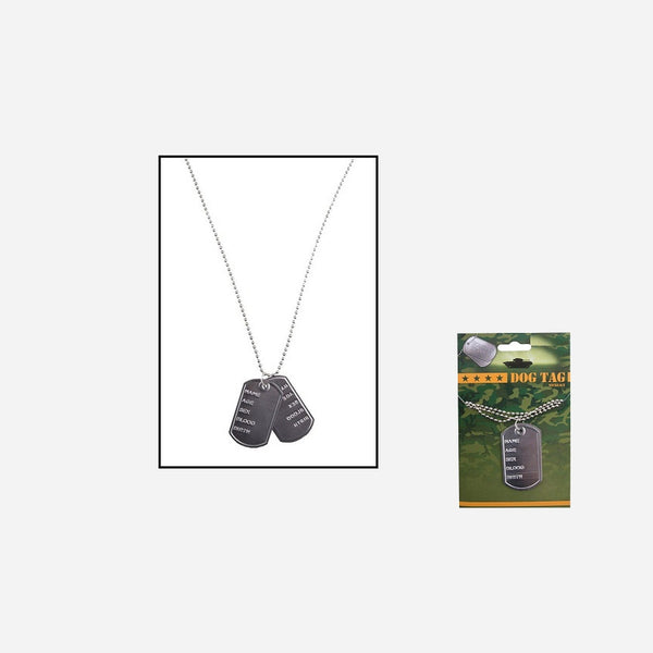 Collier métallique double badge identité militaire 5 × 3 cm fantaisie