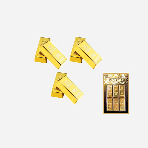 Lot de 6 mini lingots d'or factices 200 g 6 cm