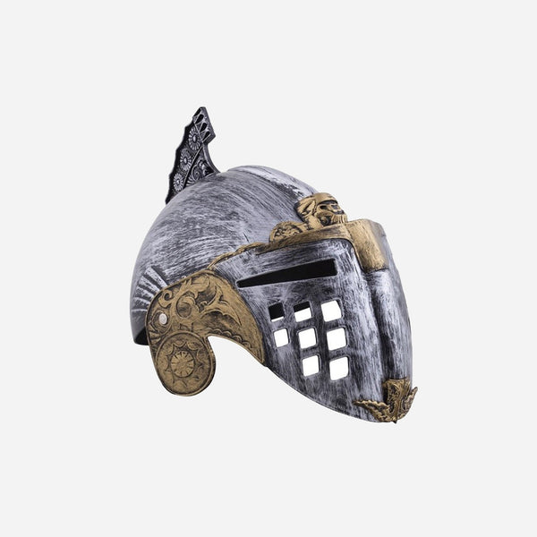 Casque de gladiateur romain argent avec visière adulte