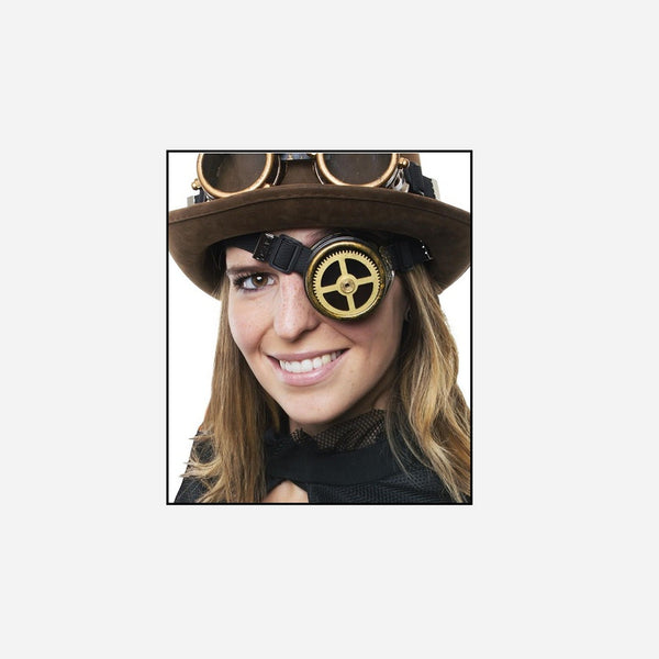 Monocle steampunk bronze avec engrenage 6 cm
