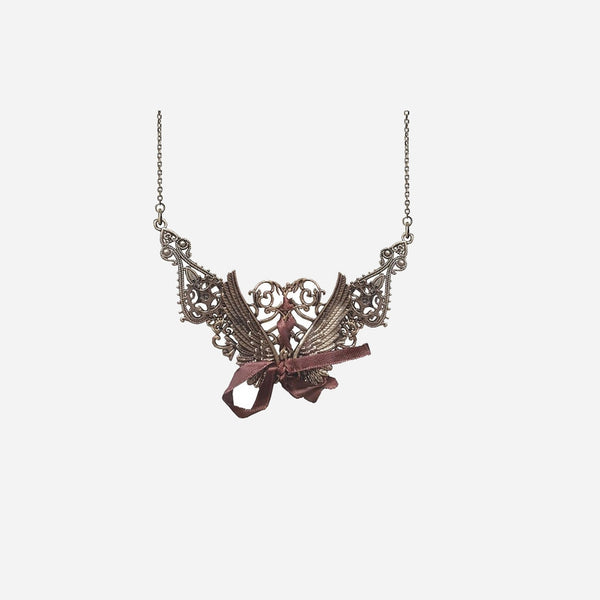 Collier métal steampunk bronze avec motifs
