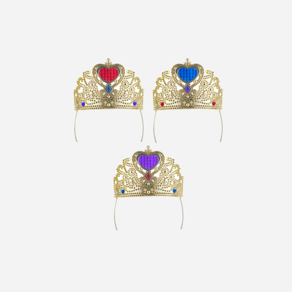 Serre-tête couronne or avec coeur assorti 14 cm