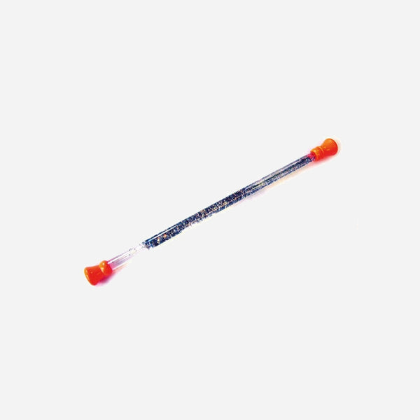 Bâton majorette paillettes avec liquide bouts oranges 50 cm