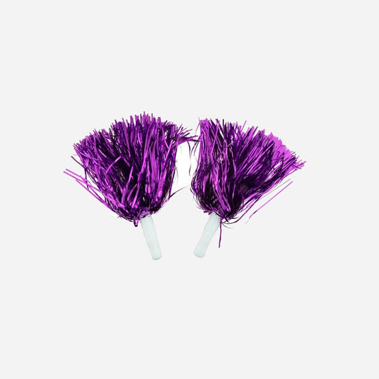 Paire de pompons pom pom girl avec poignée métal