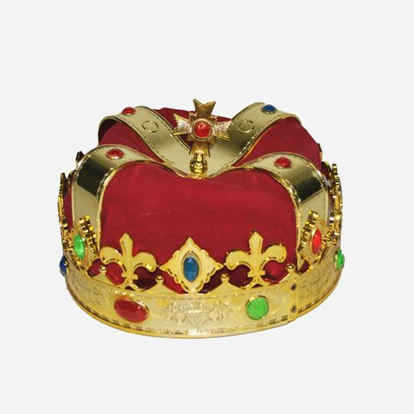 Couronne de roi or avec tissu rouge