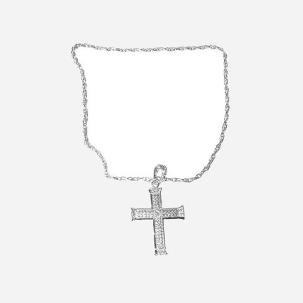 Collier métallique croix argent fantaisie