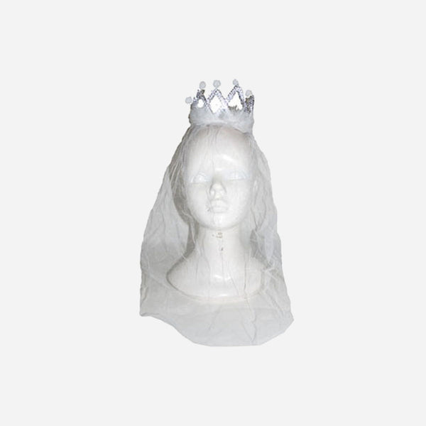 Serre-tête couronne avec voile et incrustations