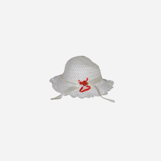 Chapeau de paille pour enfant raphia et dentelles