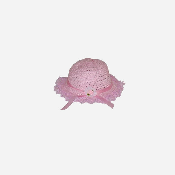 Chapeau de paille pour enfant raphia et dentelles