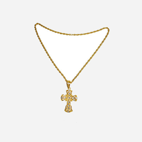 Collier croix métal doré fantaisie