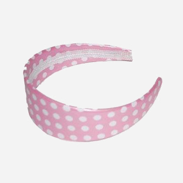 Serre-tête rose à pois blanc