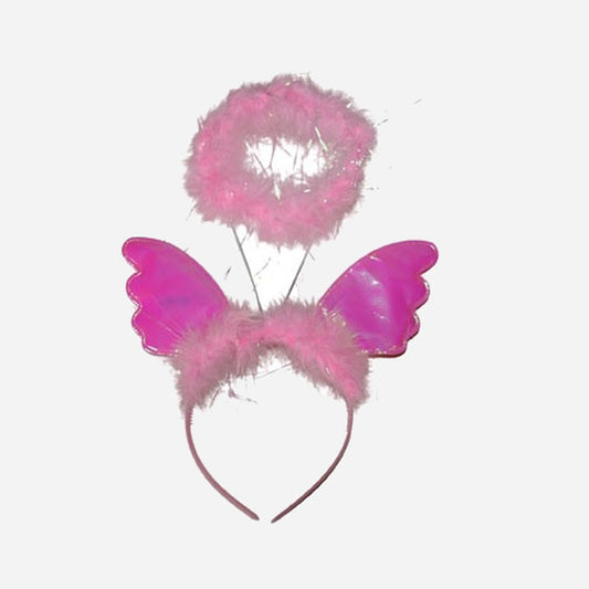 Serre-tête auréole et ailes roses d'ange
